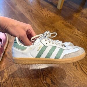 Adidas Samba White and Teal Sneakers